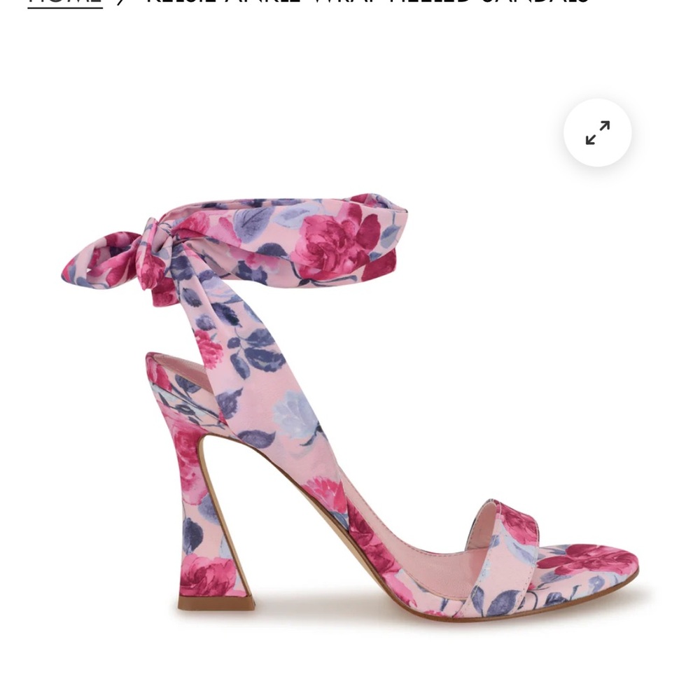 Nine West Kelsie Ankle Wrap Floral Heels